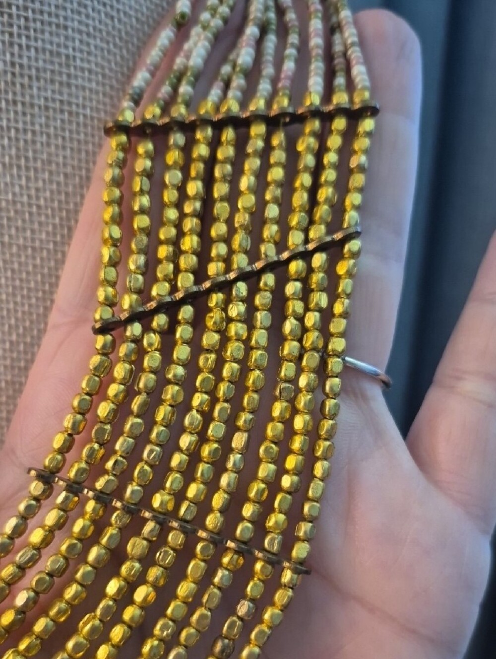 Catherines Gold Multi-Strand Beaded Bib Collar Necklace - Picture 3 of 7